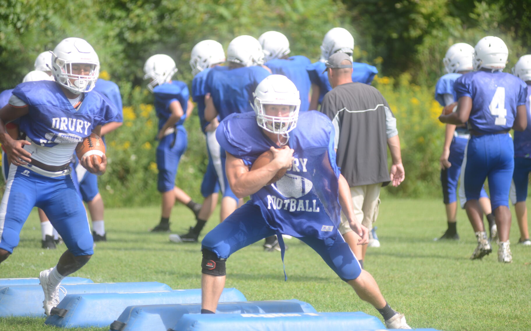 Tim Brazeau works at practice